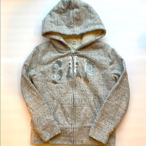 Gap Kids Girls Gray Sherpa Zipper Hoodie Size 8